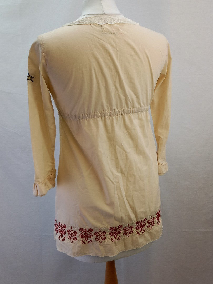 Odd Molly Cream Lace Detailed Embroidered Low Cut Tunic / Dress - Size 1