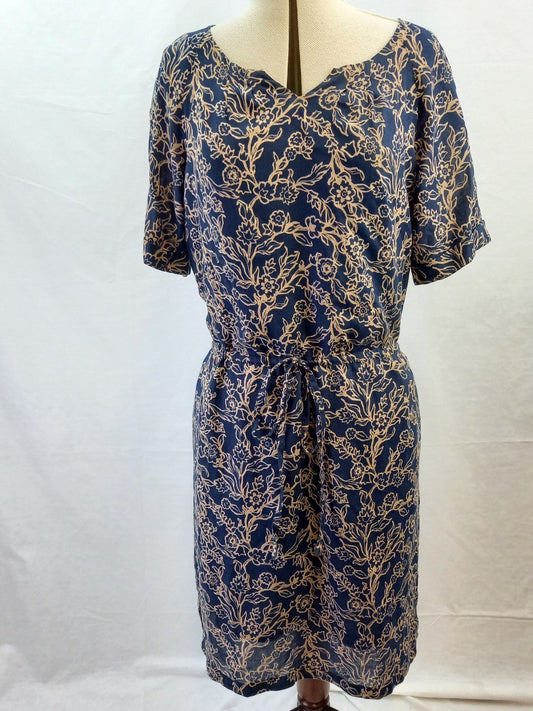 Crew Clothing Navy Blue Heather Floral Dress Knee Length New with Tag - Size 10