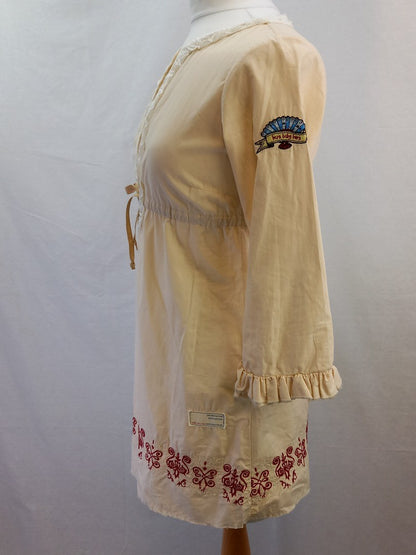 Odd Molly Cream Lace Detailed Embroidered Low Cut Tunic / Dress - Size 1