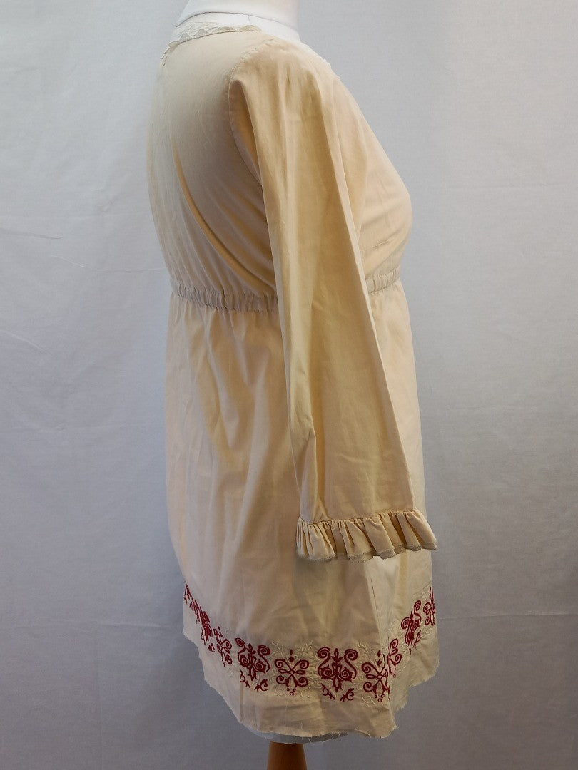 Odd Molly Cream Lace Detailed Embroidered Low Cut Tunic / Dress - Size 1