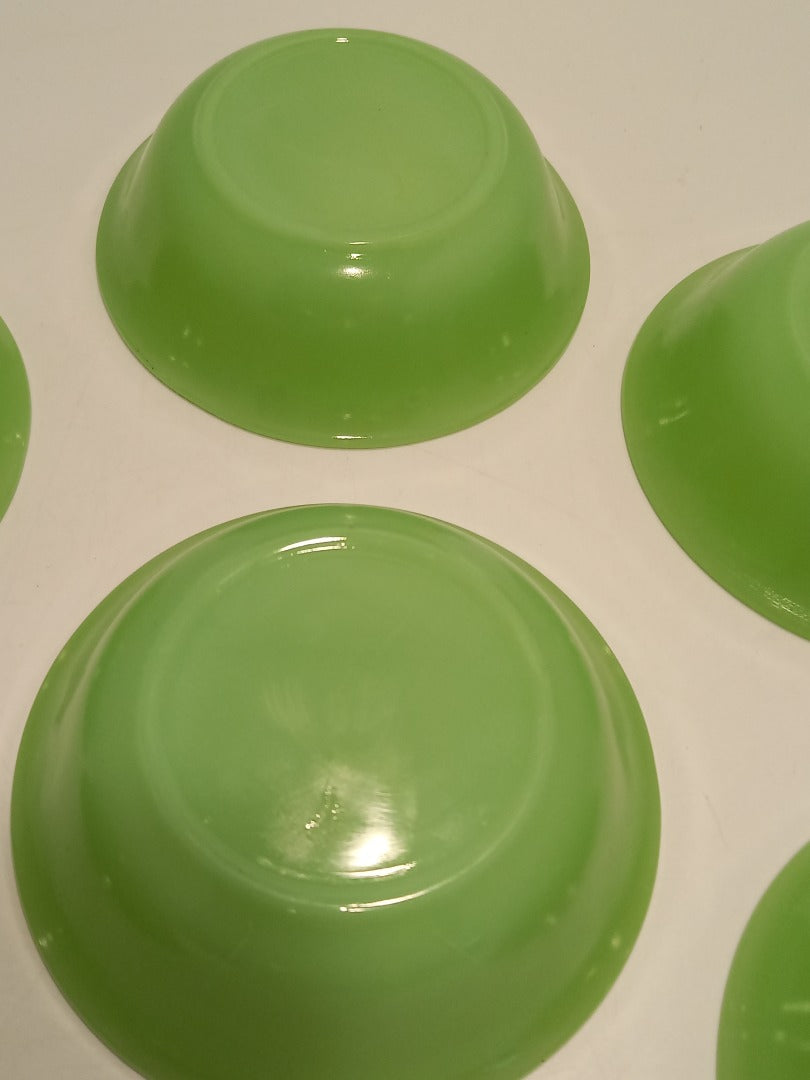 Set x6 Jadeite Green Glass Vintage 1950s/60s 5" Dessert Bowls