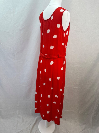 L.K. Bennett Red White Spotty Dress Silk Size 6 Excellent Condition