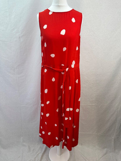 L.K. Bennett Red White Spotty Dress Silk Size 6 Excellent Condition