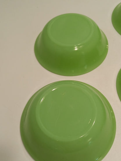 Set x6 Jadeite Green Glass Vintage 1950s/60s 5" Dessert Bowls