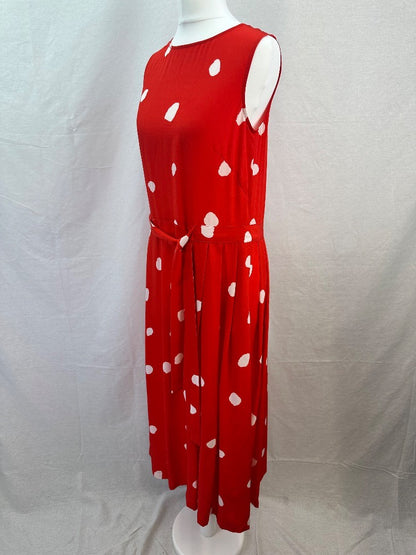 L.K. Bennett Red White Spotty Dress Silk Size 6 Excellent Condition