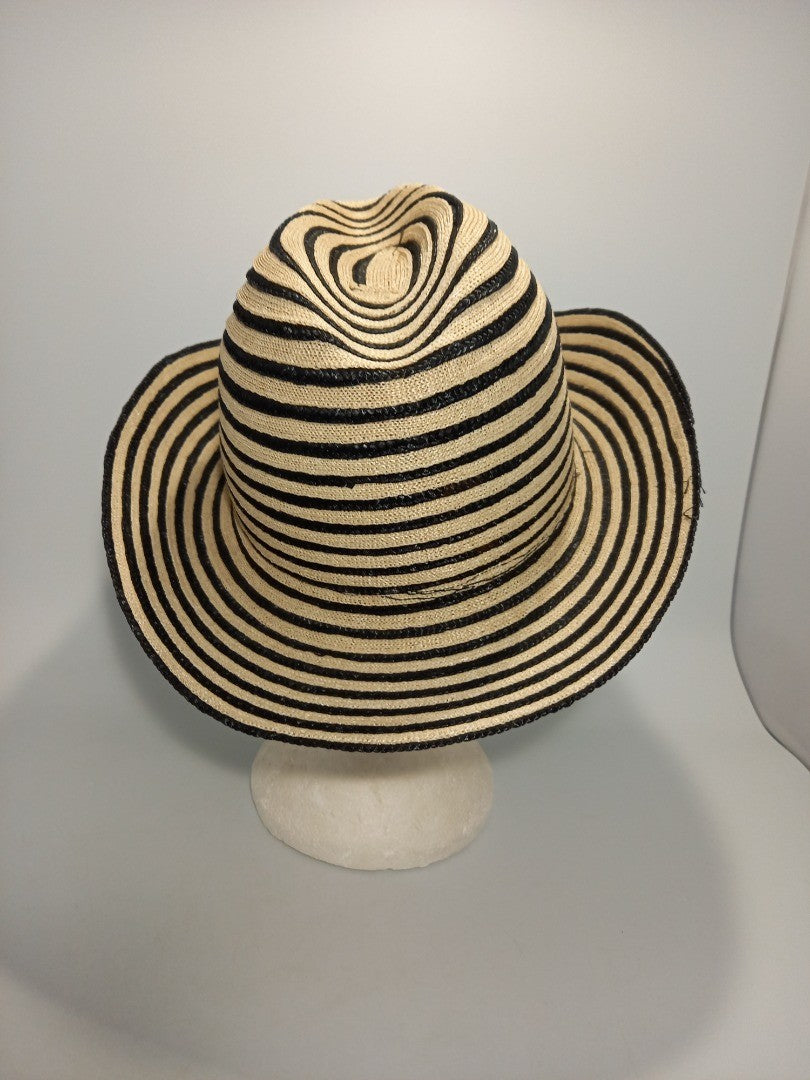 Whiteley Hat Straw Cowboy, Beige and Black Summer Striped