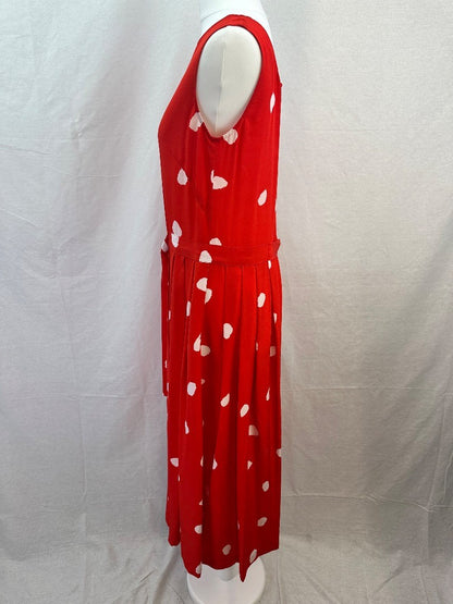 L.K. Bennett Red White Spotty Dress Silk Size 6 Excellent Condition