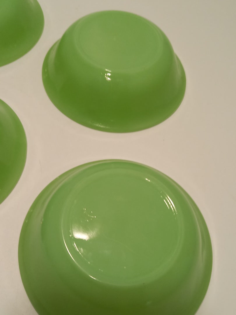 Set x6 Jadeite Green Glass Vintage 1950s/60s 5" Dessert Bowls