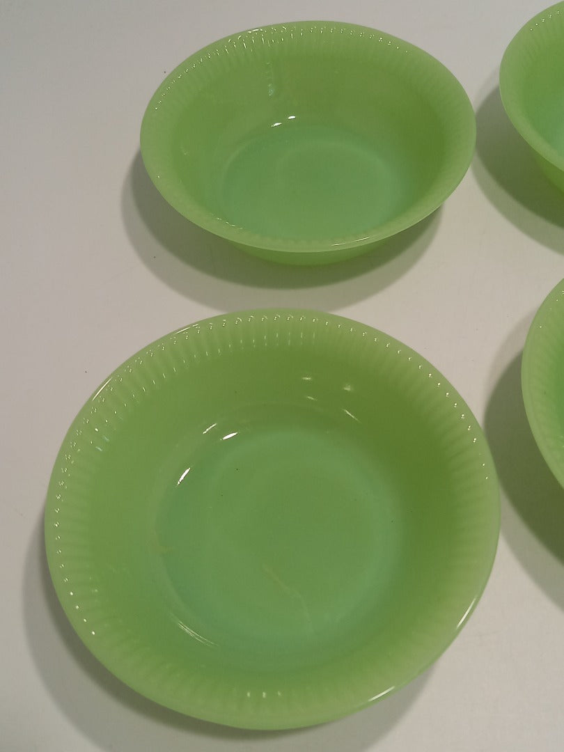 Set x6 Jadeite Green Glass Vintage 1950s/60s 5" Dessert Bowls