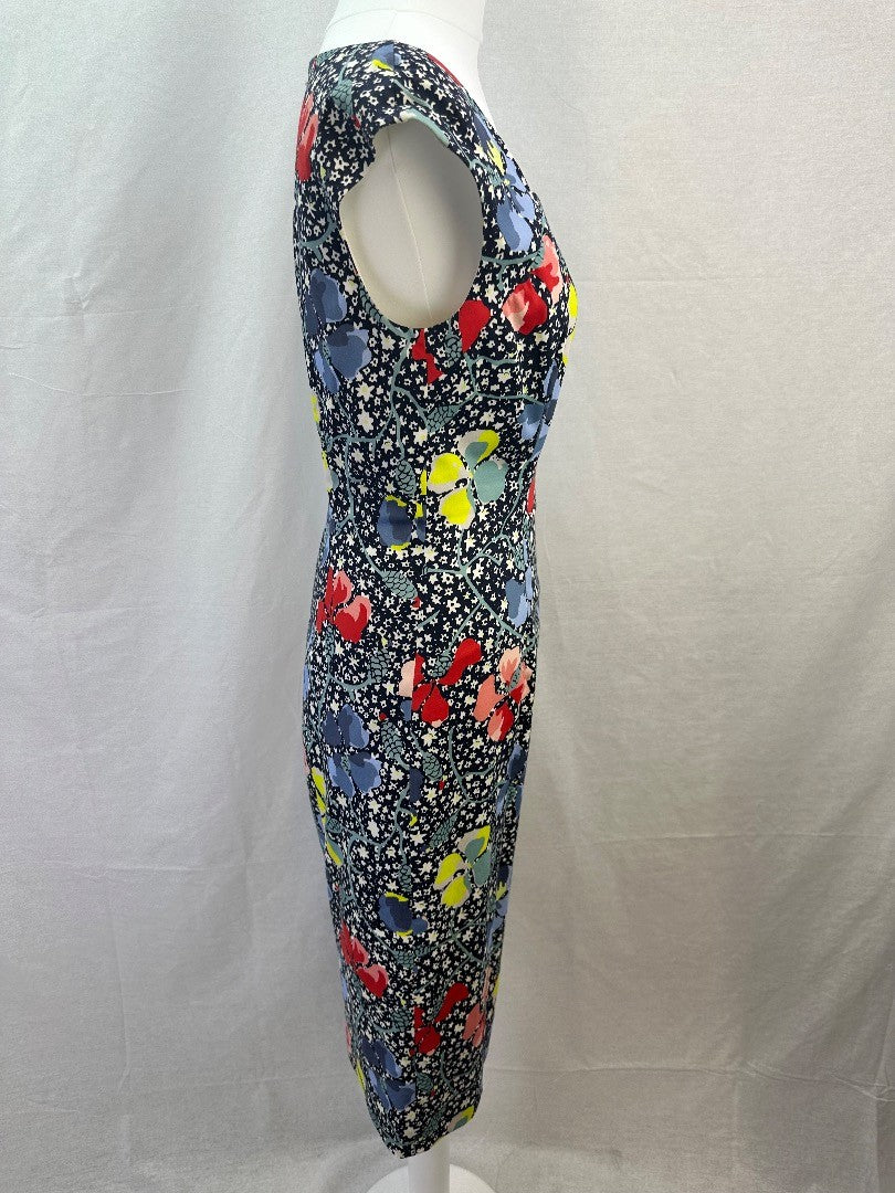 L.K. Bennett Floral Bodycon Dress Size 8 VGC