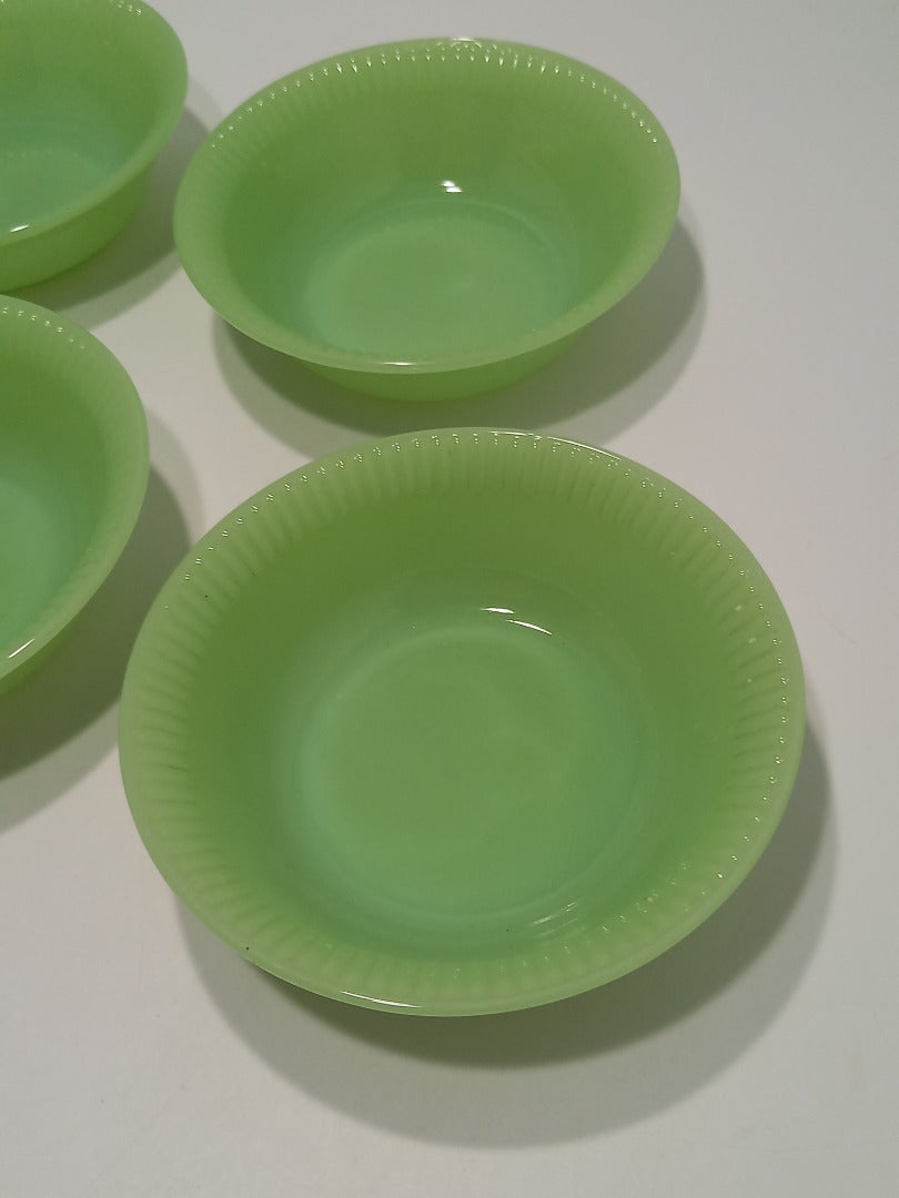 Set x6 Jadeite Green Glass Vintage 1950s/60s 5" Dessert Bowls