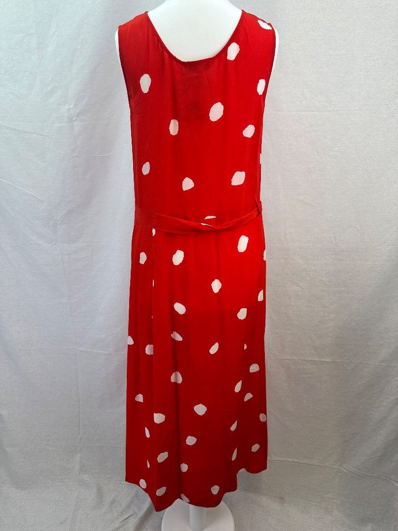 L.K. Bennett Red White Spotty Dress Silk Size 6 Excellent Condition