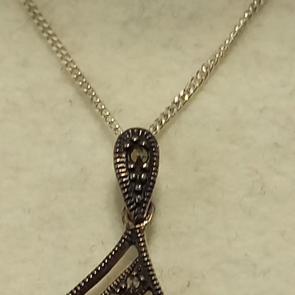 Marcasite Pendant on Silver 15" Chain -