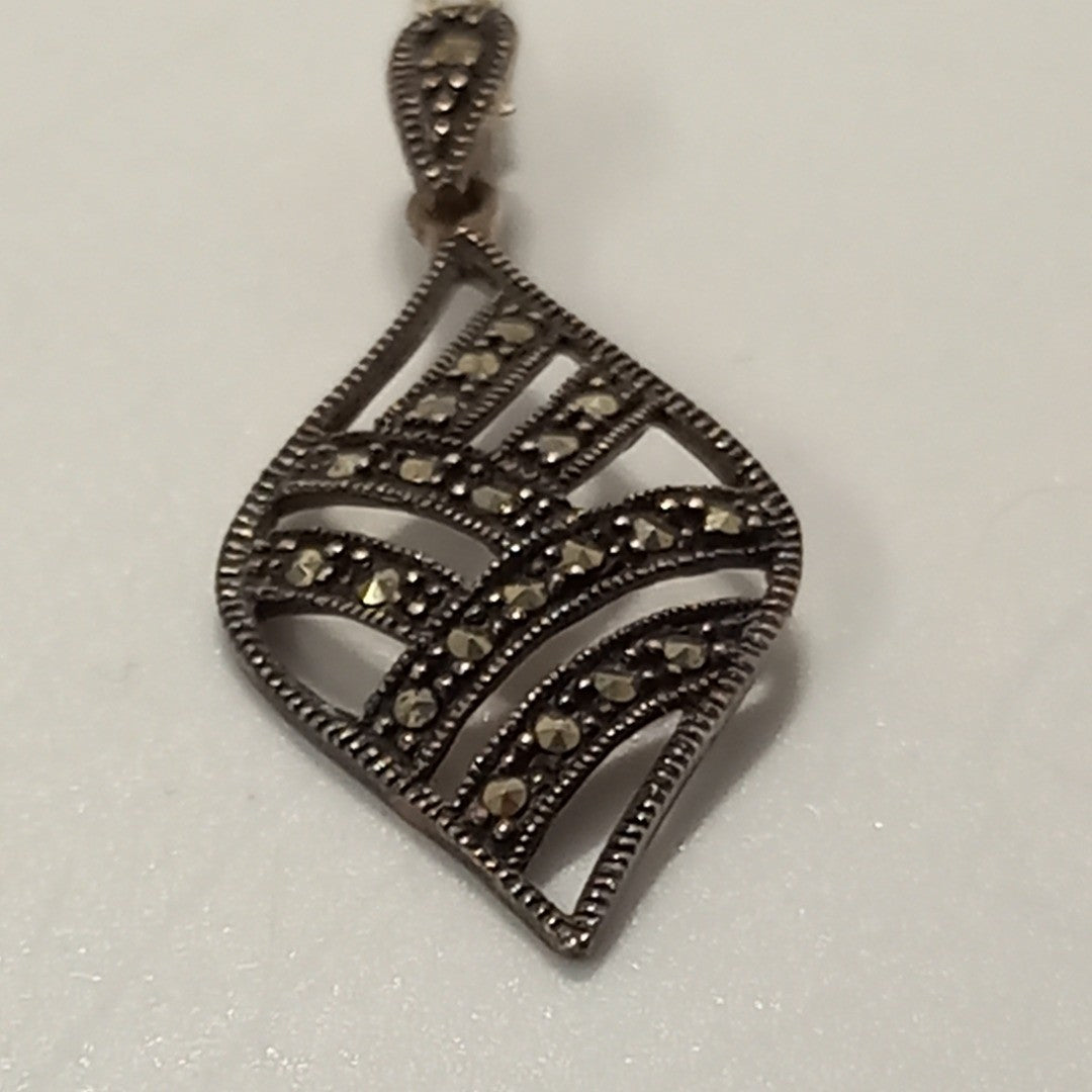 Marcasite Pendant on Silver 15" Chain -