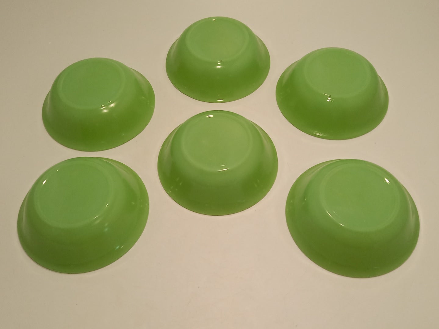 Set x6 Jadeite Green Glass Vintage 1950s/60s 5" Dessert Bowls