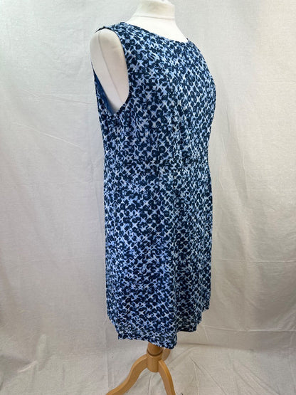 Adini Blue White Cotton Lined Dress Size L2 UK Size 20 BNWT