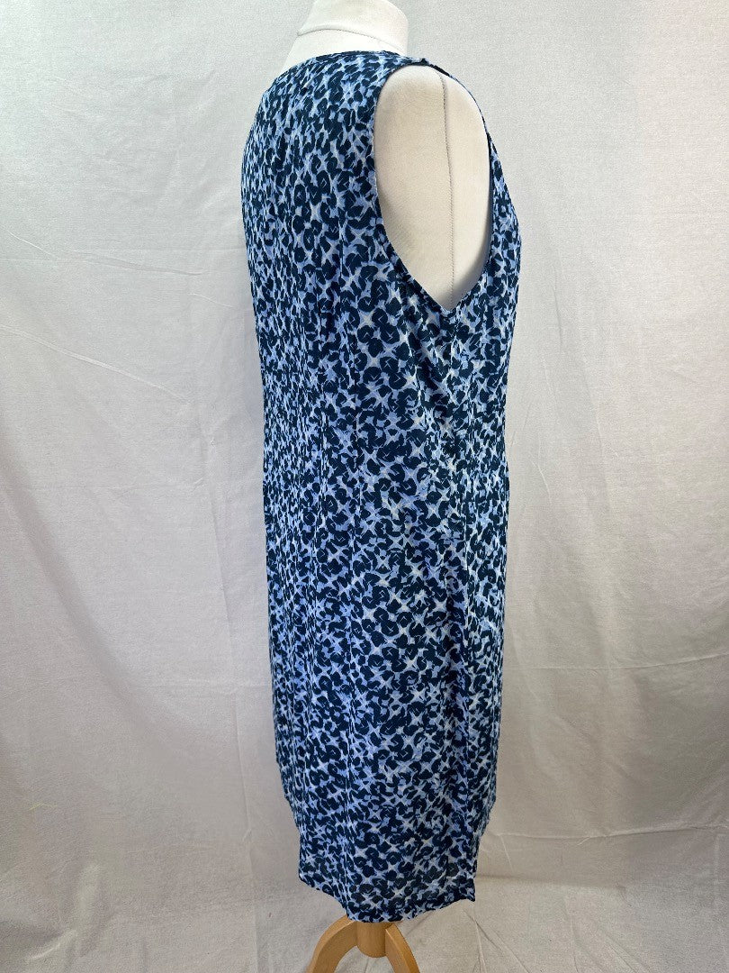 Adini Blue White Cotton Lined Dress Size L2 UK Size 20 BNWT