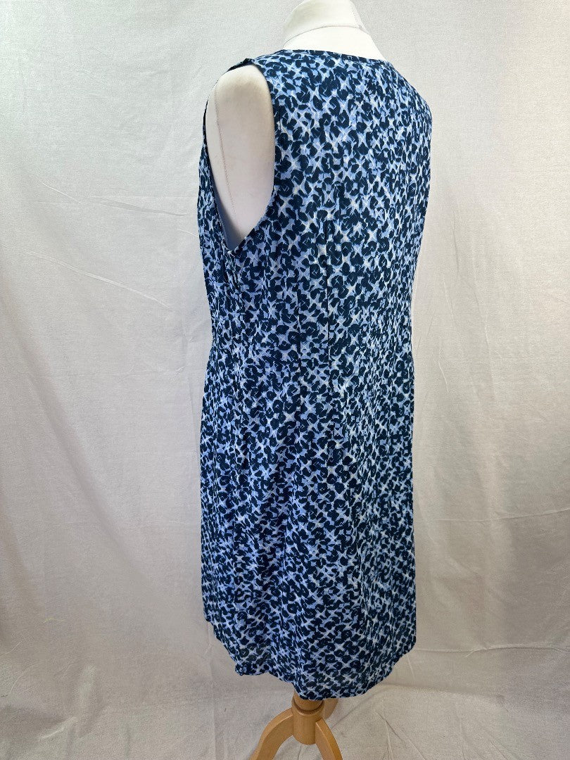 Adini Blue White Cotton Lined Dress Size L2 UK Size 20 BNWT