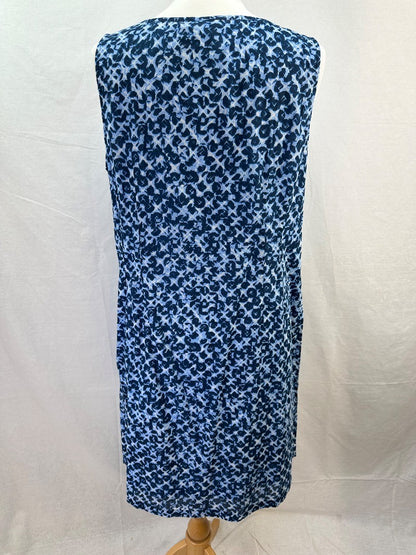 Adini Blue White Cotton Lined Dress Size L2 UK Size 20 BNWT