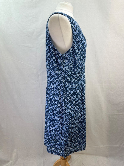 Adini Blue White Cotton Lined Dress Size L2 UK Size 20 BNWT