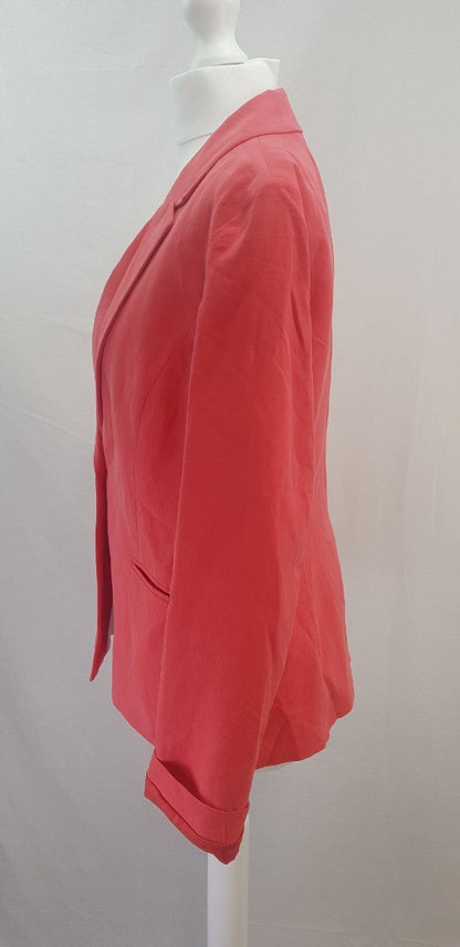 Hobbs Coral Pink Silk & Linen Jacket Size 10 Excellent Condition