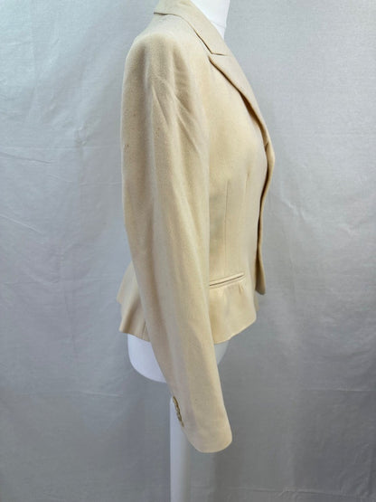 Ralph Lauren Ivory Fitted Wool Cashmere Jacket Size 10 Excellent Condition