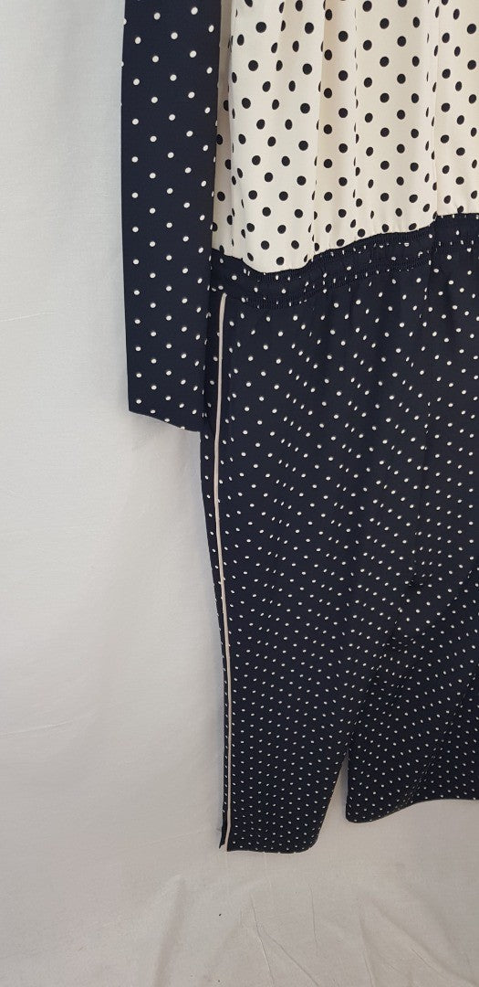 Me & Em Black White Spotty Jumpsuit Wide Leg Size 14 Nearly New