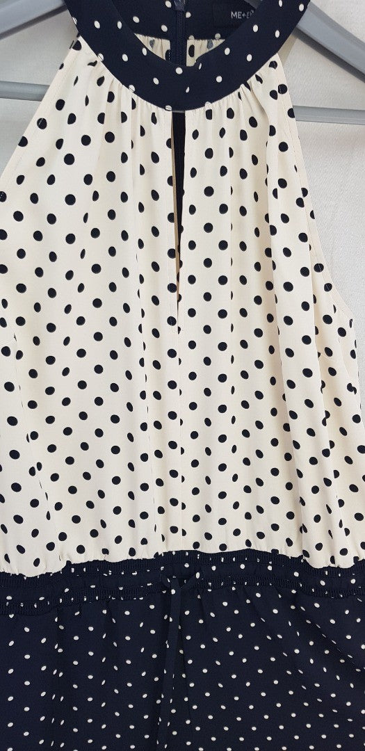 Me & Em Black White Spotty Jumpsuit Wide Leg Size 14 Nearly New