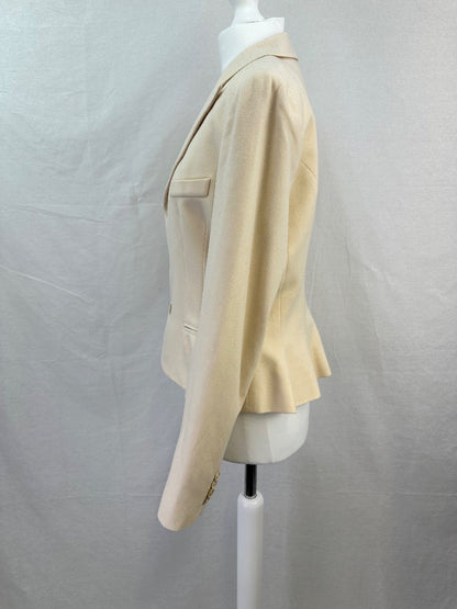 Ralph Lauren Ivory Fitted Wool Cashmere Jacket Size 10 Excellent Condition