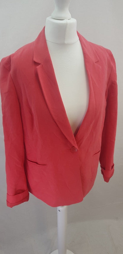 Hobbs Coral Pink Silk & Linen Jacket Size 10 Excellent Condition