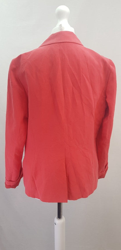 Hobbs Coral Pink Silk & Linen Jacket Size 10 Excellent Condition