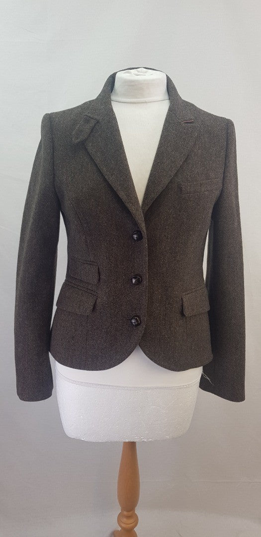 Jacks Wills Tweed Herringbone Blazer Wool Size 14 Excellent Condition