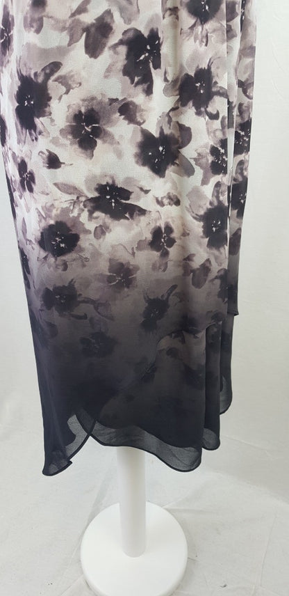 Mint Velvet Black Ivory Floral Floaty Drip Dry Dress Size 10 VGC