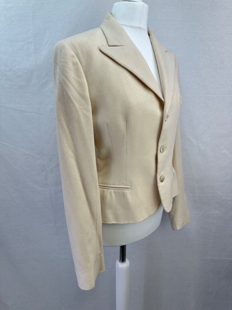 Ralph Lauren Ivory Fitted Wool Cashmere Jacket Size 10 Excellent Condition