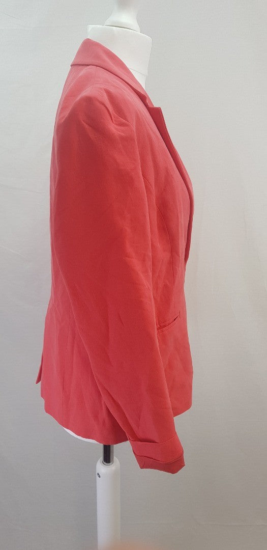 Hobbs Coral Pink Silk & Linen Jacket Size 10 Excellent Condition