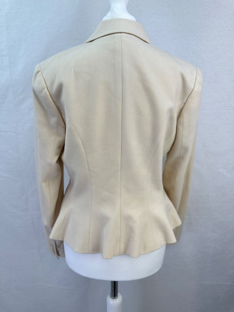 Ralph Lauren Ivory Fitted Wool Cashmere Jacket Size 10 Excellent Condition