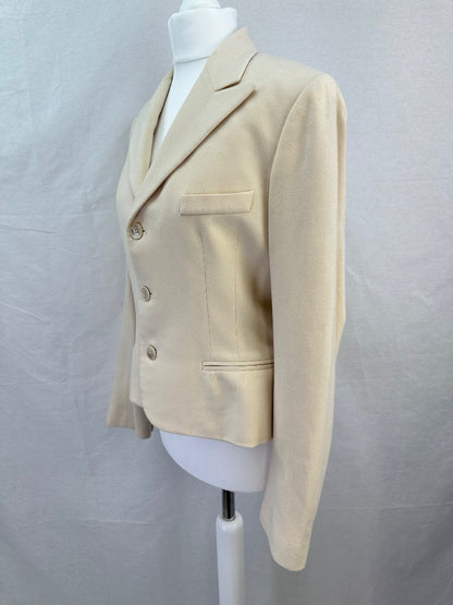 Ralph Lauren Ivory Fitted Wool Cashmere Jacket Size 10 Excellent Condition