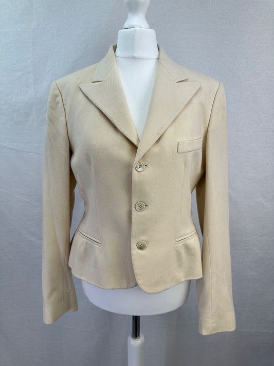 Ralph Lauren Ivory Fitted Wool Cashmere Jacket Size 10 Excellent Condition