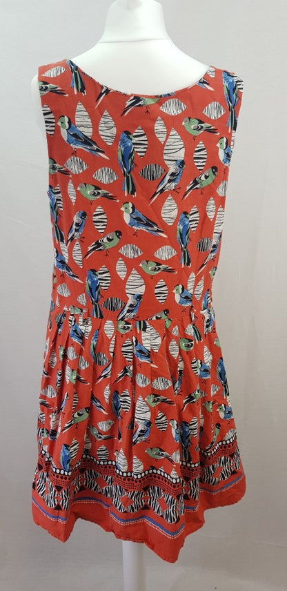 Uttam Boutique Bird Design Red Black White Dress Size 16 VGC