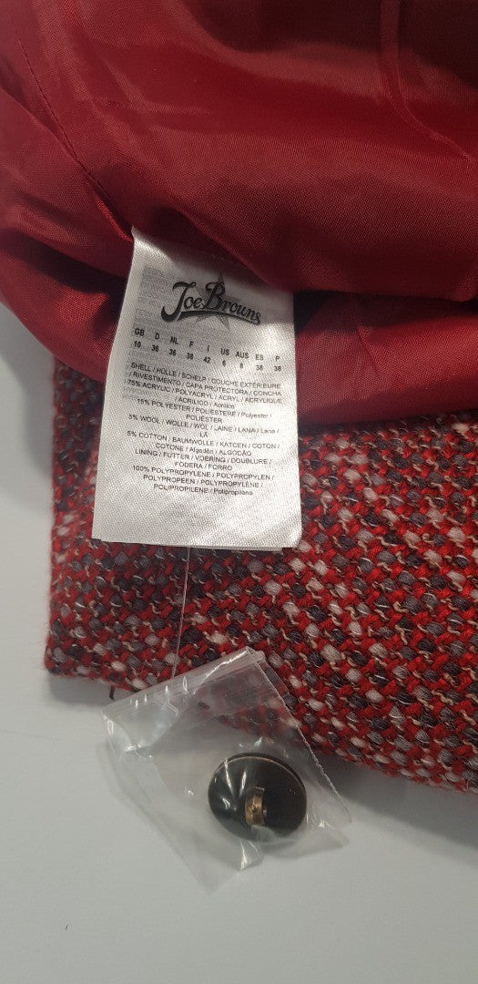 Joe Browns Red Tweed Skirt Size 10 BNWT