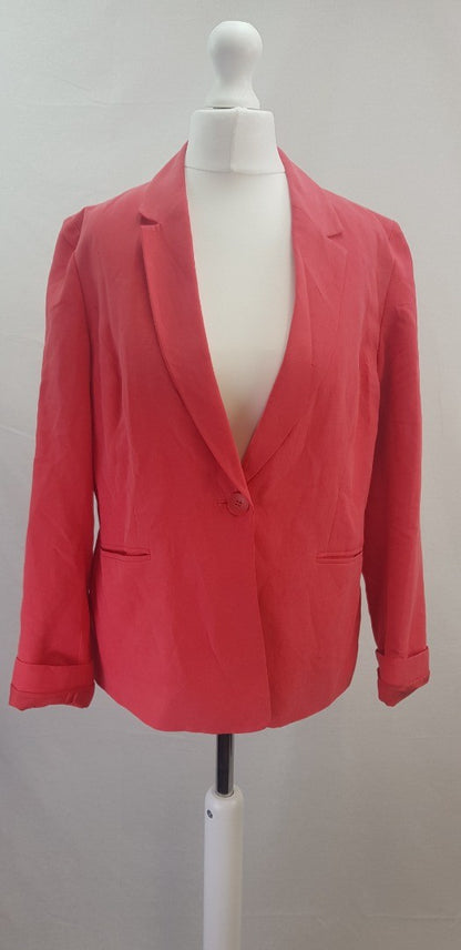 Hobbs Coral Pink Silk & Linen Jacket Size 10 Excellent Condition