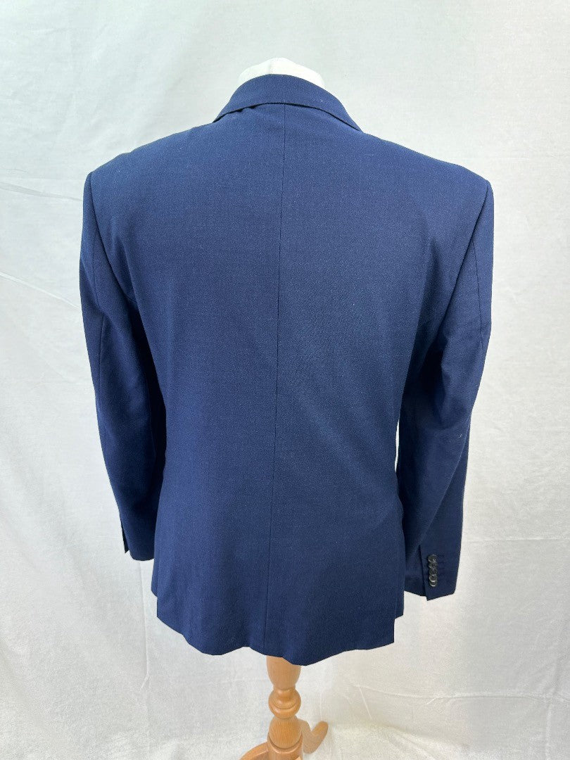 T M Lewin Navy Blazer Wool Cashmere Size 38R Nearly New