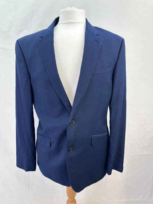 T M Lewin Navy Blazer Wool Cashmere Size 38R Nearly New