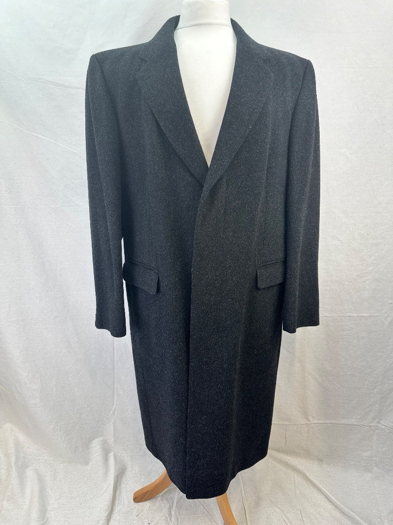 St. Michael Pure New Wool Grey Vintage Winter Overcoat - Size 42in