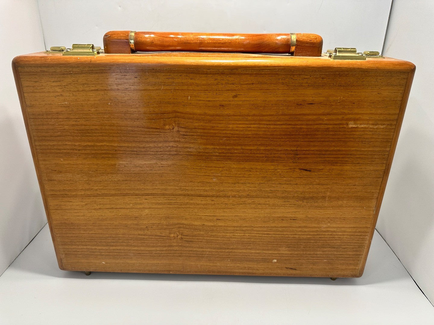 VTG MCM Solid Wood Briefcase Attache Case Luxury Men Wooden Combination