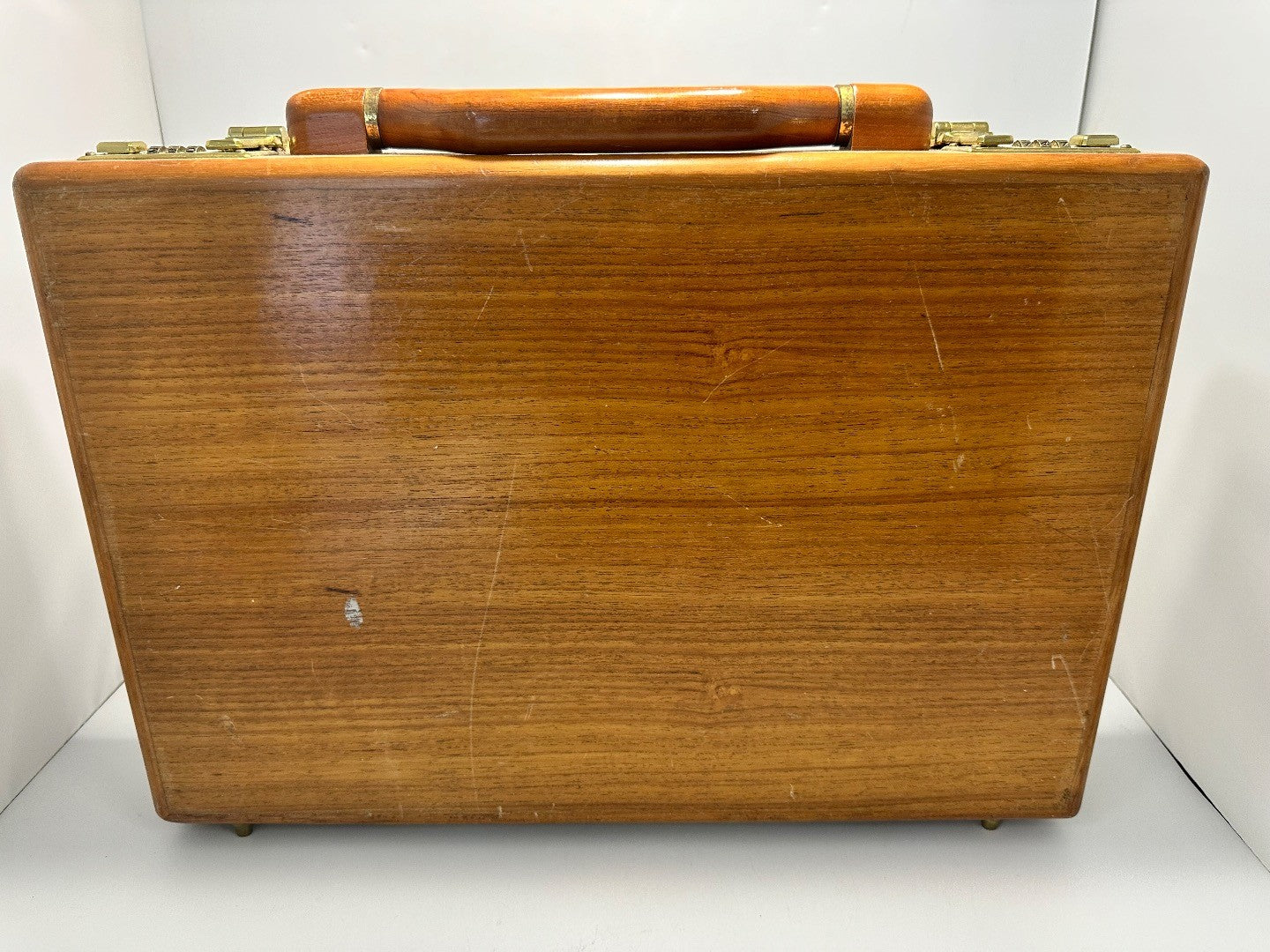 VTG MCM Solid Wood Briefcase Attache Case Luxury Men Wooden Combination