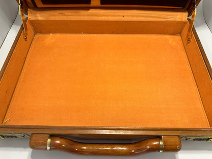 VTG MCM Solid Wood Briefcase Attache Case Luxury Men Wooden Combination