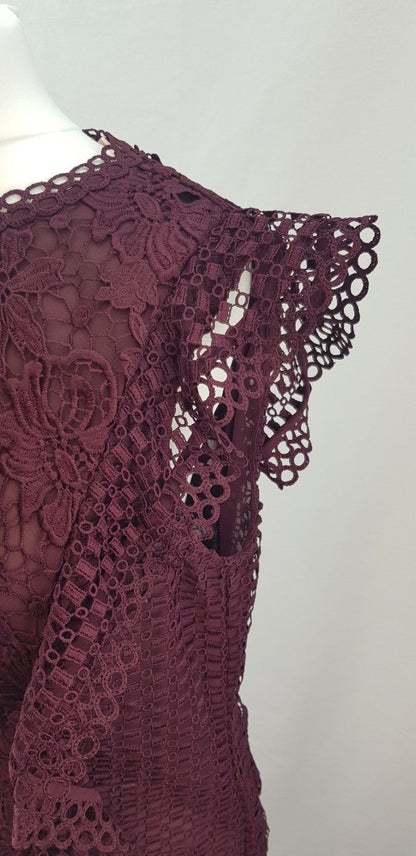 Ted Baker Burgundy Lace Top Size M Nearly New