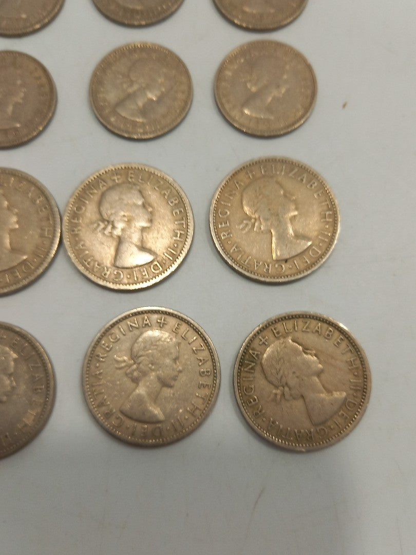 8x Shilling / 8x Two Shillings / 1x Half Crown Coins Collectable Vintage 1948-67