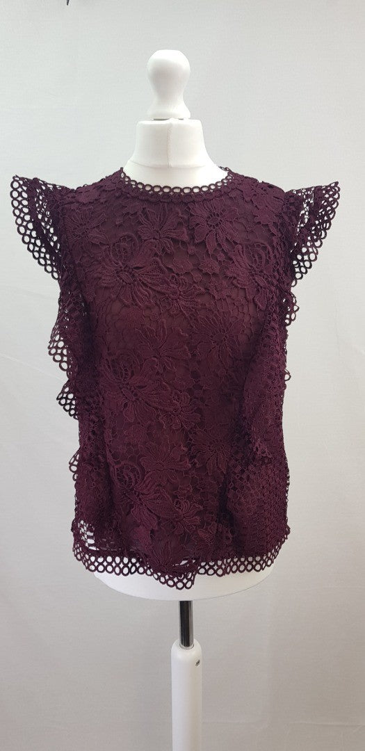 Ted Baker Burgundy Lace Top Size M Nearly New